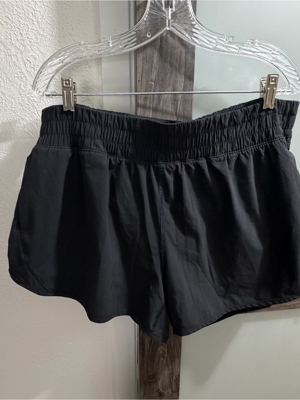 Women's Black Elastic-Waist Athletic Shorts